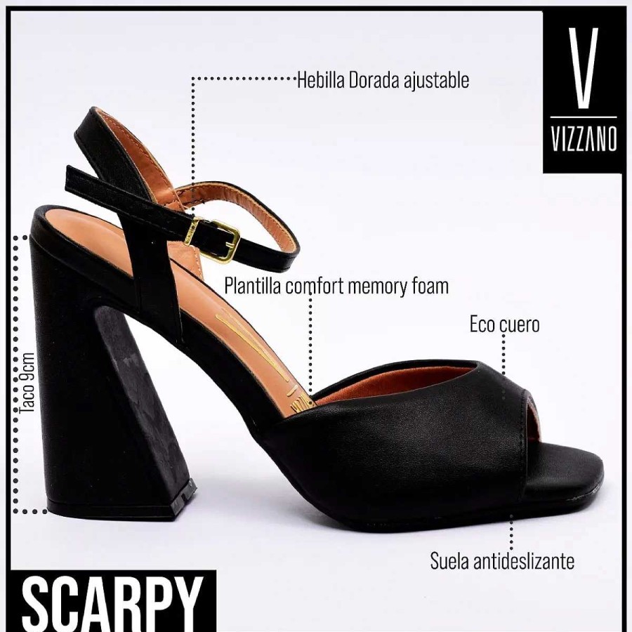 Stilletos Y Plataformas Scrapy | Sandalias Vizzano Eco Cuero Taco De 9Cm Boca De Pez Scarpy