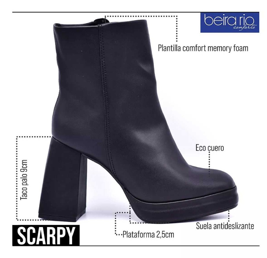 Botas Y Botinetas Scrapy | Botas Mujer Beira Rio Ecocuero C/Plataforma Taco 10Cm Scarpy