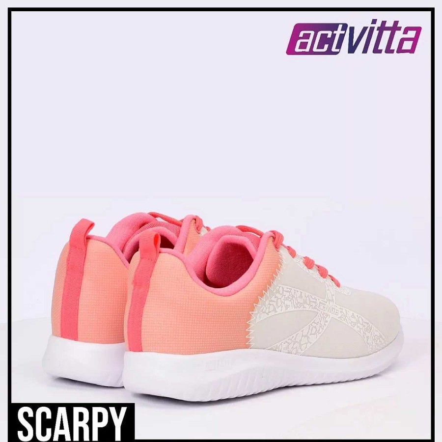 Zapatillas Scrapy | Zapatilla Mujer Actvitta Con Cordones Blanco Y Coral Scarpy