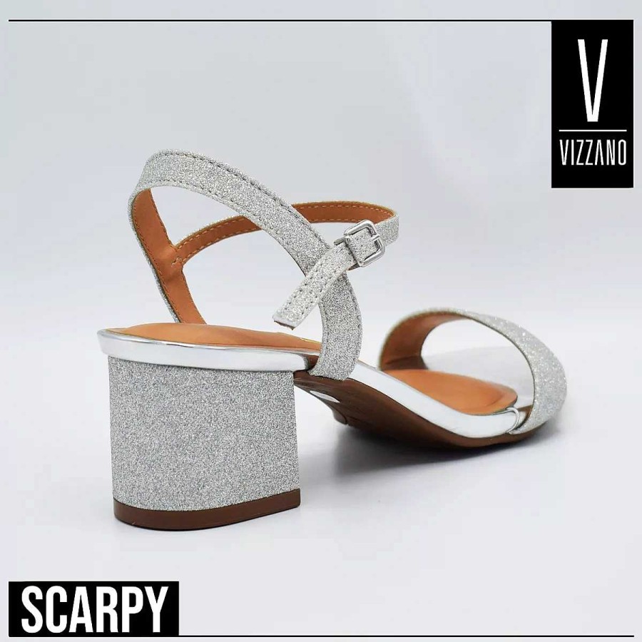 Sandalias Scrapy | Sandalias Vizzano Mujer C/Glitter Taco Bajo Confort Scarpy