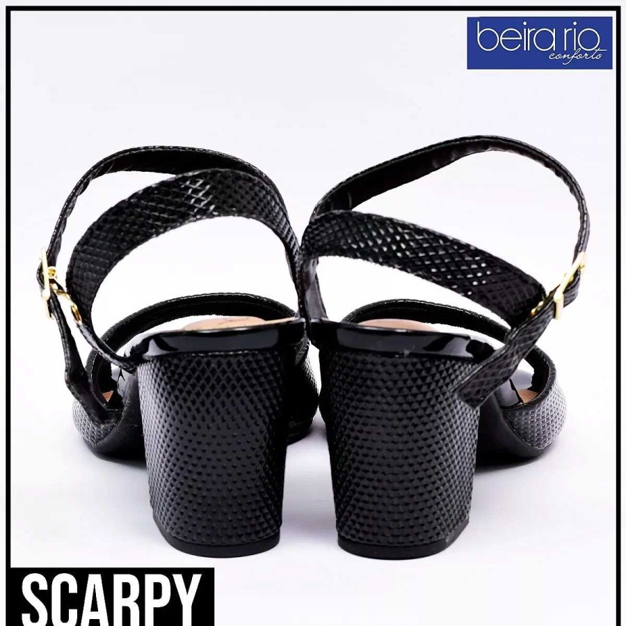 Sandalias Scrapy | Sandalias Beira Rio Boca De Pez De Charol C/Textura Scarpy