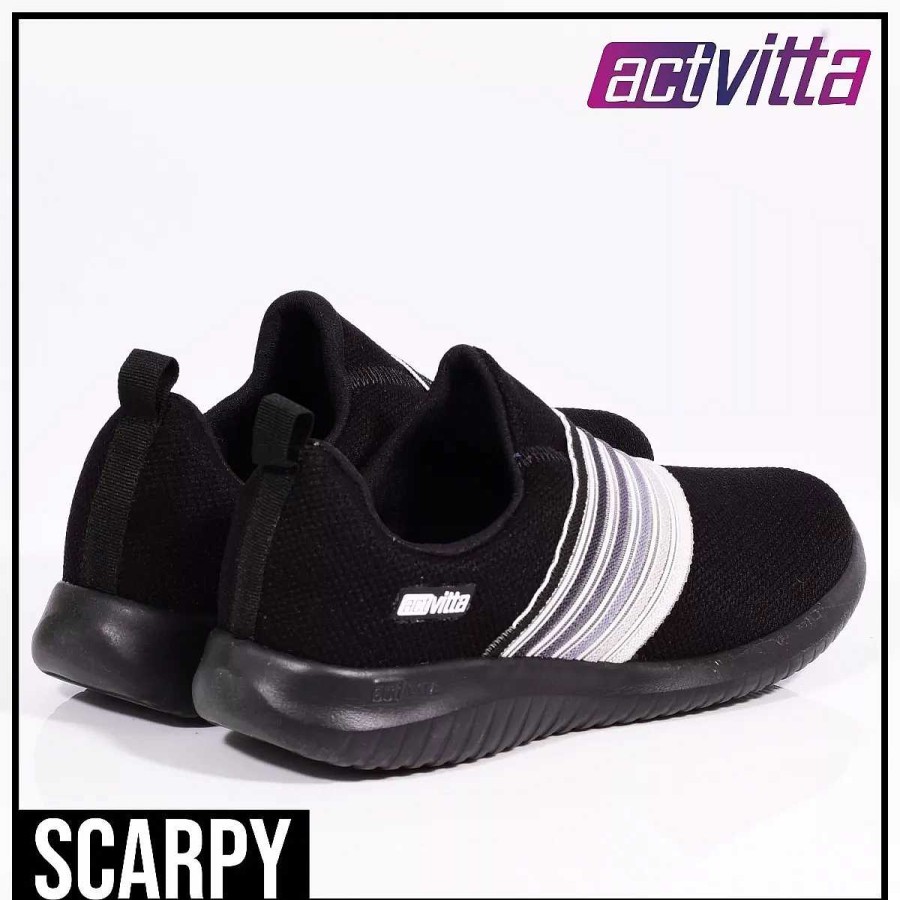 Zapatillas Scrapy | Zapatilla Mujer Actvitta Negra Con Rayas S/ Cordones Scarpy